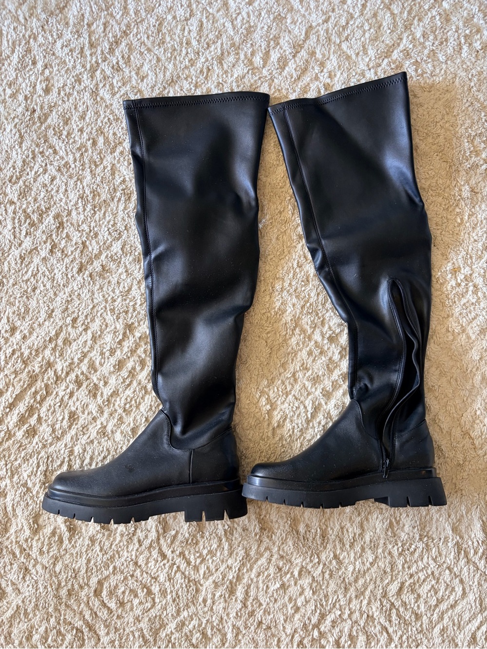 Steve Madden Black Over-the-Knee Lug Sole Boots